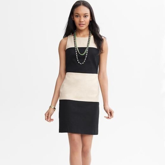 BR Textured Woven Color block Sheath Dress - Picture 1 of 3